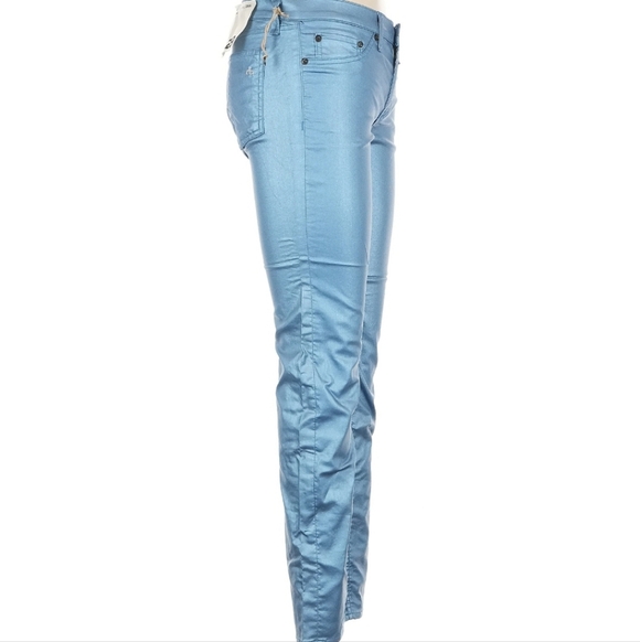 Rag & Bone Modele Sky Blue Metallic Jeans/Leggings New Size 29 - Picture 3 of 5